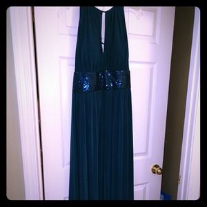 Teal floor length dress
